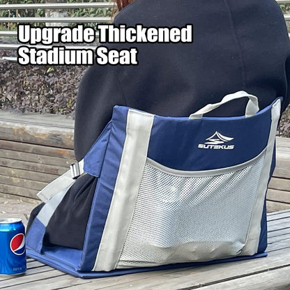 Stadium Seat Cushion Waterproof Nylon Portable Bleacher Cushion Ultralight Seat Padding with Back Support for Sports Fishing Kayaks Camping (L)